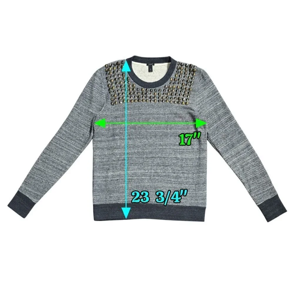 J. Crew 100% Cotton Gray Blue Marled Studded Sweater B1444 As Seen On TV